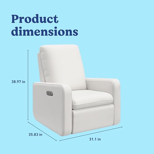 Image of Graco Teddi Power Recliner Swivel Glider, Electronic Power Recline, Oeko-TEX 100 Certified, USB-A & USB-C Charger, Premium Cushioning & Comfort - (Ivory Basketweave)