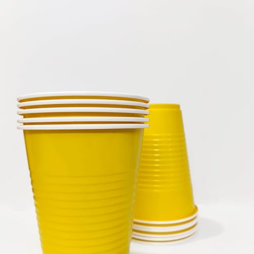 Image of Tickles Pack of 20, Beer Pong Glasses with Free Ping Pong Balls Set, Easy Grip Reusable Drinking Party Cups for Iced Tea, Punch, Cocktail, Couple, Ladies Games (Color: Yellow Size: 475 ml)