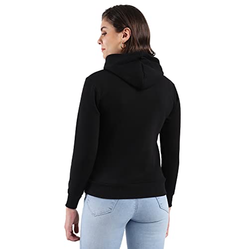 Image of PINACOLADA Women's Cotton Solid Printed Sweatshirt with Hoodie, Regular Fit for Casual Wear Full Sleeve Sweatshirt Crafted with Comfort Fit and High-Performance for Everyday Wear