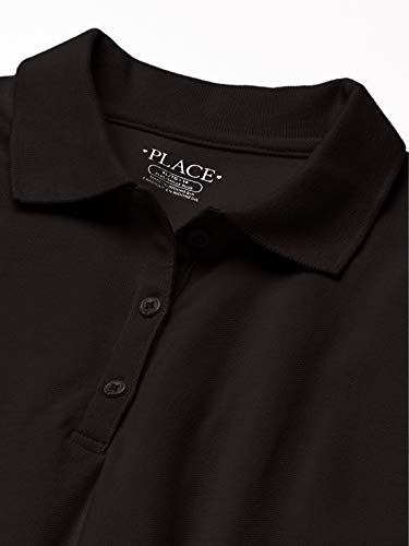 The Children's Place girls Uniform Pique Polo Shirt, Black Single, 14 Plus2