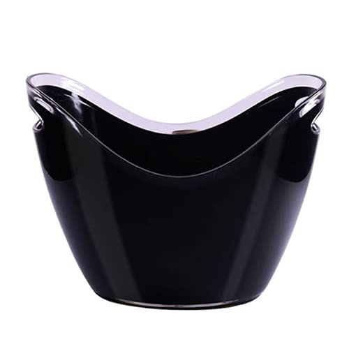 Cubo de bebidas con asas, cubo de cerveza grande para familias, fiestas, barbacoas, picnics, transparente-8L, azul (negro)