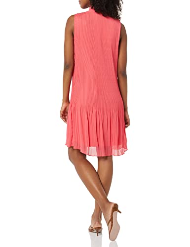 Image of DKNY Womens Sleeveless Tie Neck Pleated Dress