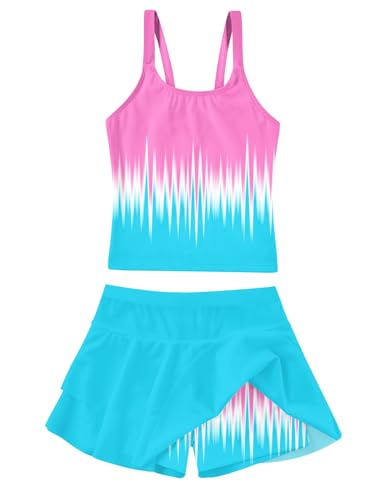Image of ALISISTER Girls Tankini Swimsuit Two Piece Bathing Suits Summer Beach Swimwear with Shorts for 7-12 Years