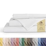 Linen Home 100% Cotton Percale Sheets Twin Size, White, Deep Pocket, 3 Pieces Set - 1 Flat, 1 Deep Pocket Fitted Sheet and 1 Pillowcase, Crisp Cool and Strong Bed Linen