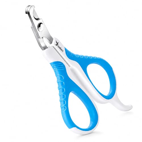 Image of Candure Cat Nail Clipper Stainless Steel Cat Claw Trimmers for Rabbits, Guinea Pigs, Birds, Puppies, Kittens and Small Animals Pet Nail Clipper for Professional and Home Use 4 inch White & Blue