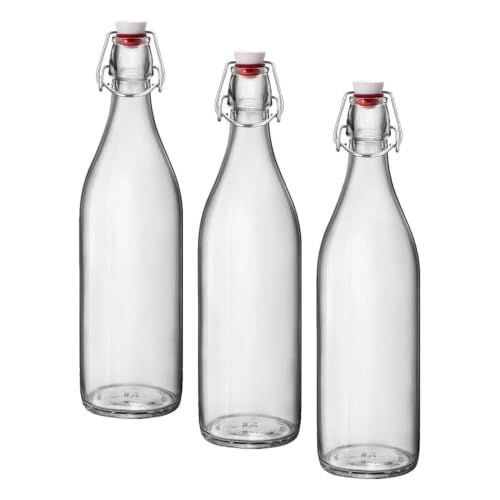 Bormioli 324Y — Botella transparente Giara, 1 litro (Paquete de 3)