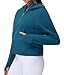 THE GYM PEOPLE Women’s Hoodies Half Zip Long Sleeve Fleece Crop Pullover Sweatshirts with Pockets Thumb Hole Dark Blue Green
