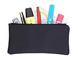 ✅ ECHT LEDER: Die Federtasche oder Schminktasche aus robusten Leder in schwarz mit einem Reißverschlussfach für Ihre Schreib- und Make-up-Utensilien