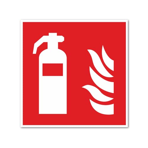 easydruck24de Brandschutzaufkleber F001: Feuerlöscher I 10x10cm I DIN EN ISO 7010 Hinweis Achtung Warnhinweis Brandschutz I hin157