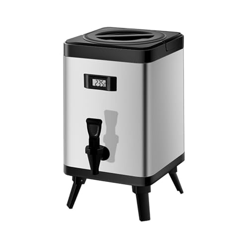 Barril de Acero Inoxidable con Aislamiento de Doble Capa, con Grifo y Pantalla Digital de Temperatura, para Agua Caliente (Plateado, 12 L)