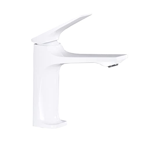 Robinet de lavabo monotrou en laiton blanc pour mitigeur de salle de bain - 2