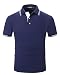 Produktbild Kuson Herren Poloshirt Kurzarm Polo Shirts Polohemden mit Streifen, Navy Blau, S