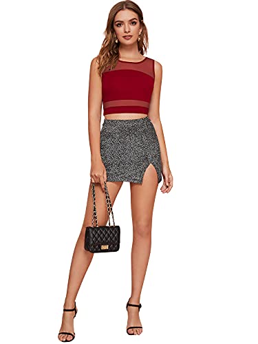 Image of LONDON BELLY Women's Polyester Crop Top with Round Neck Sleeveless Solid Pattern and Crop Length | Womens Crop Tops | Summer Fashion Top Stylish Look