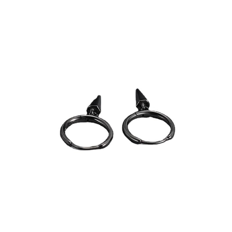 SECRET STASH Anti-Tarnish Black Sharp Loop Hoop Earrings | Gifts for Men And Boys | Stylish Adjustable Earring Set | Men’s Jewellery | Man Fashion Accessories | Gift for Diwali, Christmas, Marriage, Birthday