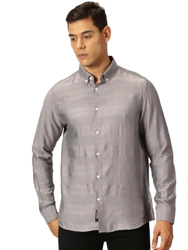 Image of Thomas Scott Men's | Self-Design | Full Sleeve | Slim Fit | Poly Cotton | Spread Collar | Casual Shirt