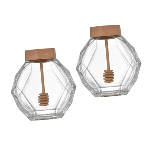 CIYODO 2個 透明ボトル 気密保存容器 蜂蜜瓶 容量 密閉フタ付き 食品保存用 食材鮮保持 キッチン収納用 再利用可能