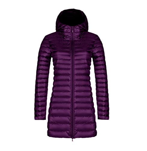 Veste longue en duvet pour femme violet foncé en taille M pour l'automne et l'hiver
