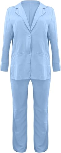 Women's Two Piece Outfits Elegant Lapel Dressy Blazer Suit Business Work Straight Wide Leg Pants Jackets Sets4