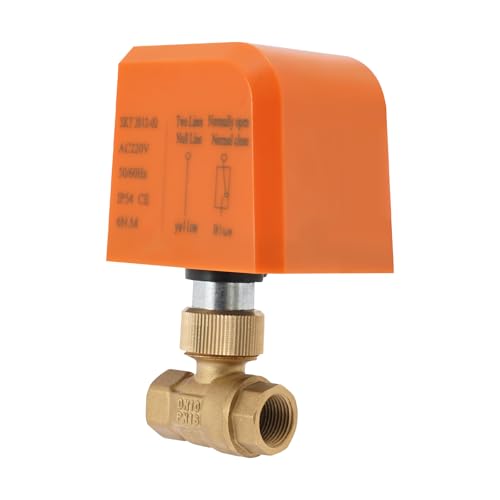 Pwefhsdjvh 2-Way Brass Electric Ball Valve, DN10 (3/8 Inch), Normally Closed (NC), 12V/24V AC/DC, IP67 Waterproof, Motorized Valve for Water/Oil/Air Control - Industrial & Home Automation