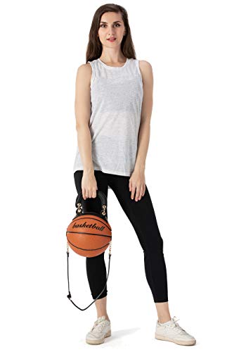 Women Basketball Shaped Purse Girls Round Handbag Shoulder Cross Body PU Messenger Bag Adjustable Strap3