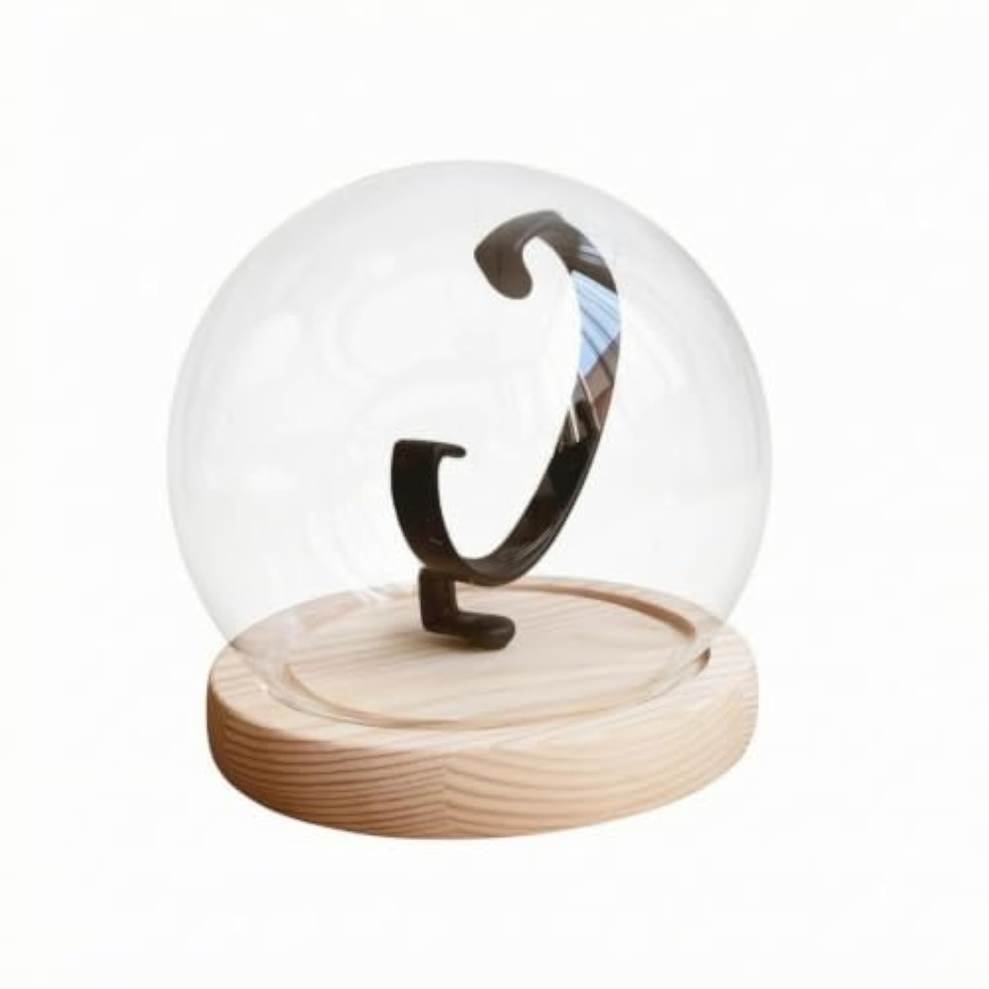 Compact Black Wood Single Watch Stand, Dust Protection