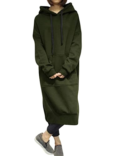 Dresswel Damen Kapuzenpullover Sweatkleid Hoodie Kleid Pullover Lange Tops...