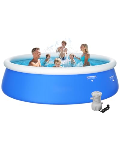 Sunrio 2025 Upgrade 12'*33' Round Inflatable Top Ring Above Ground Swimming Pool Fast Easy to Set Up Blow Up Pool Set with 530GPH Filter Pump for Summer Outdoor Garden Backyard Childen Adults