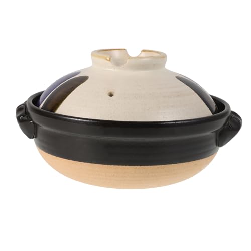 MOKKHNB Cacerola de Cerámica de Alta Temperatura con Tapa para Arroz y Guisos Potente y Compatible con Fuego