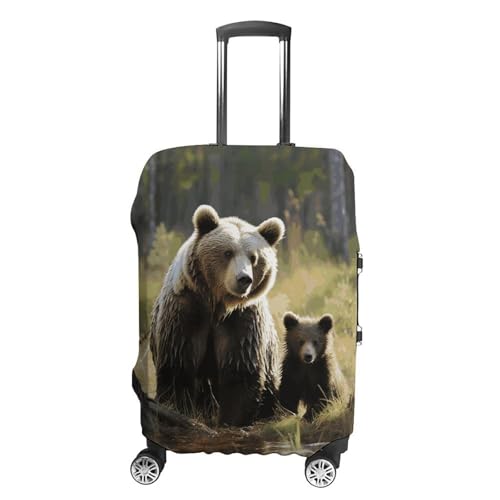 Mother Brown Bears Protect Luggage Cover, Washable Elastic Suitcase Cover Protector Fit 18-32 Inch Luggage