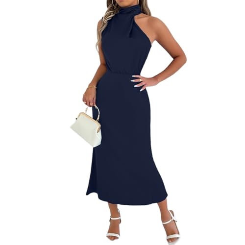 Maxikleider Damen Sommer Elegant Hochzeit Neckholder Kleid Hochzeitsgast Damen Ärmellos Slim Maxi Festliche Kleider Für Frauen A Linie Abendkleid...