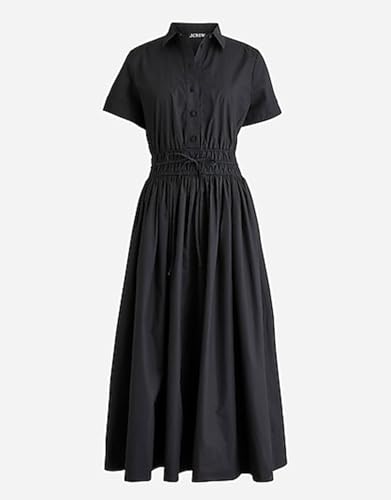 Image of Ladyful Women Casual Button Down Short Sleeve Shirt Dress Tie Waist Midi Shirt Dress Elegant Business Party