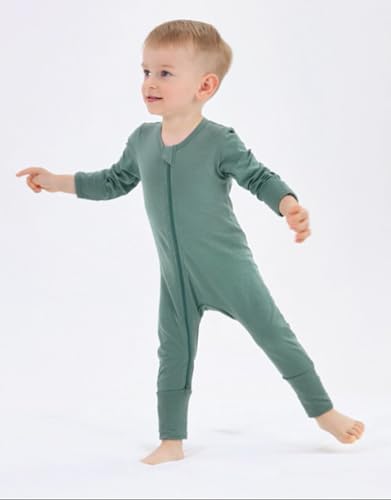 JunNeng 2 Pack Footless Long/Short Sleeve Baby Romper with Zipper Cotton Infant Sleepwear2
