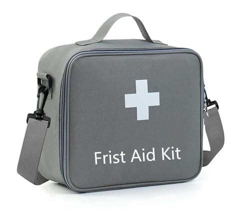 Trousse de Secours Vide, trousse de premiers soins, Étanche Sac de Médecine Portable,Trousse de Médecine Sac d'urgence de Grande Capacité Avec bretelles réglables(gris)