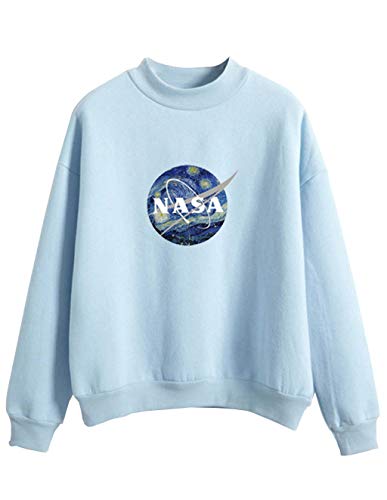 Teen Girl's Cute NASA Sweatshirts Pullover Solid Color Long Sleeve Jumper Sweater Jacket