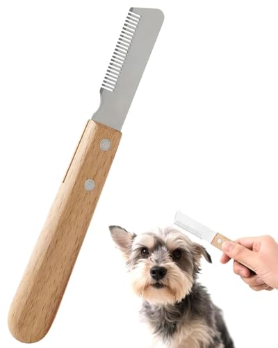 FUGLUS Toilettage du Chien, Peigne à Manche en Bois Chat et Chien, Peigne de Rasage pour Animaux de Compagnie, Peigne Chien, Couteau à Trimmer Chat, Couteau à Fourrure, épilation de Poils d'animaux