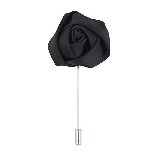 Fancy Floral Rose Lapel Pin Brooch Badge for Men (Black)-image-48