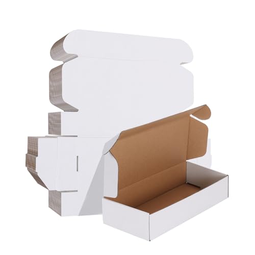 Image of HORLIMER 12x4x2 inches Shipping Boxes Set of 25, White Corrugated Cardboard Box Literature Mailer