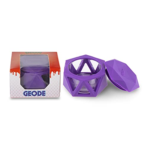Ooze Geode Silicone Glass Container 10mL (Ultra Purple) 1ct - (1.6 x1 ) Glass Silicone Container - Gemstone Shape Silicone Container With Glass Stash Jar Insert - Glass Silicone Containers