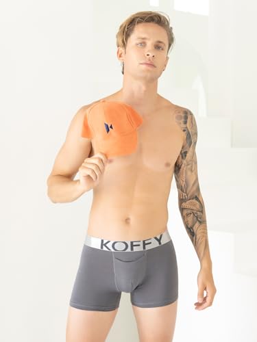 Image of KOFFY Men's Malleable Cotton Lycra Long Trunk with Minus Cutting Pouch I Wrinkle Free I Moisture Wicking Technology