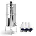 ProOne Big+ Gravity Water Filter System High Capacity Countertop Stainless Steel Water Filter Dispenser IAPMO Certified to Reduce Lead, Total PFAS, Microplastics, Chlorine Taste & Odor, 3 Pack Filter
