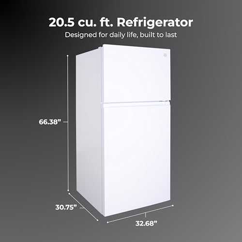 Kenmore 33 in. 20.5 cu. ft. Capacity Refrigerator/Freezer with Full-Width Adjustable Glass Shelving, Humidity Control Crispers, ENERGY STAR Certified, White - Image 3