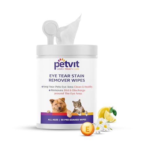 Petvit Pet Wipes for Cleaning Eye Tear Stain | Natural Dog Wipes for Grooming | Fresh Scent Wet Wipes for Dog | Easy to Use | All Dog Breeds | Vitamin Enriched | Pack of 1 | 50 Wipes