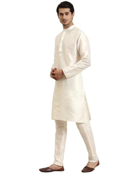 Image of SOJANYA (Since 1958, Men's Silk Blend Grey Kurta Pyjama & Silk Blend Jacket Combo
