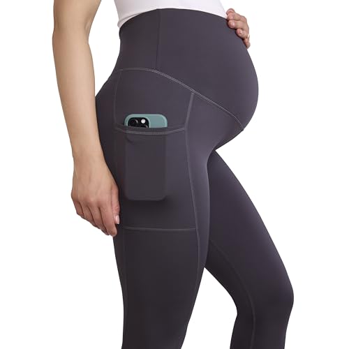 Image of Motherhood Maternity Women's Over the Belly Workout Activewear Pregnancy Leggings with Pockets