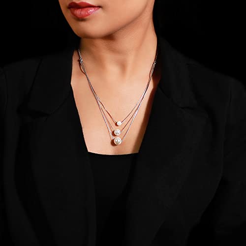 GIVA 925 Silver Triple Layer Pearl Necklace With Link Chain |Gifts for Girlfriend, Gifts for Women & Girls| With Certificate of Authenticity and... - Image 4