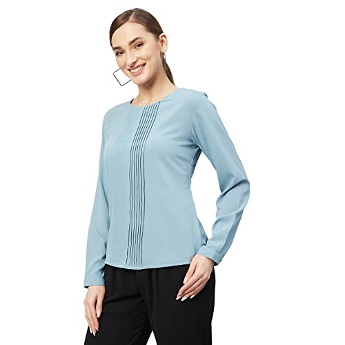 Image of Carlton London Women's Solid Regular Fit Blouse