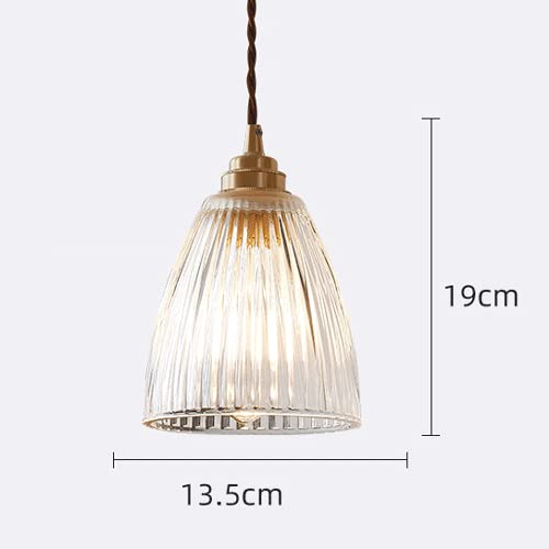 Accesorio de iluminación de latón con pantalla de vidrio rayado de estilo escandinavo 4