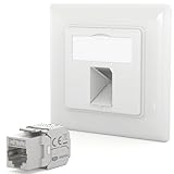 HB-DIGITAL 1-Port CAT 7 Netzwerkdose mit werkzeuglos Keystone max. 10 GBit/s Unterputz Netzwerkdose RJ45 Buchse STP Geschirmt RJ45 Datendose LAN Dose - Signalweiß RAL 9003