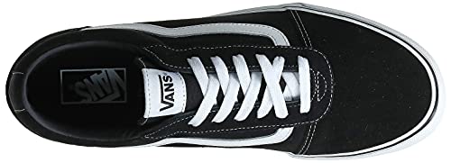 Tênis Vans masculino de cano baixo, Black Suede Canvas Black White C24, 9.5
