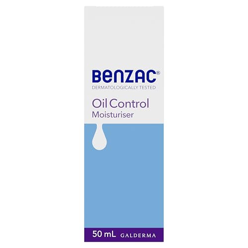 21% off - Benzac Oil Control Moisturiser 50ml, Dermatologically Tested, 24 Hour Hydration For Breakout Prone Skin, Reduces Shine for 8 Hours, With Whitewood Bark, Suitable for Acne-Prone Skin